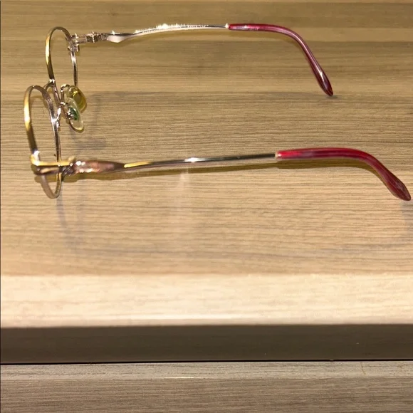 VINTAGE Givenchy GV38591 Silver Oval Wire Frames - Magenta Accents - Picture 5 of 6